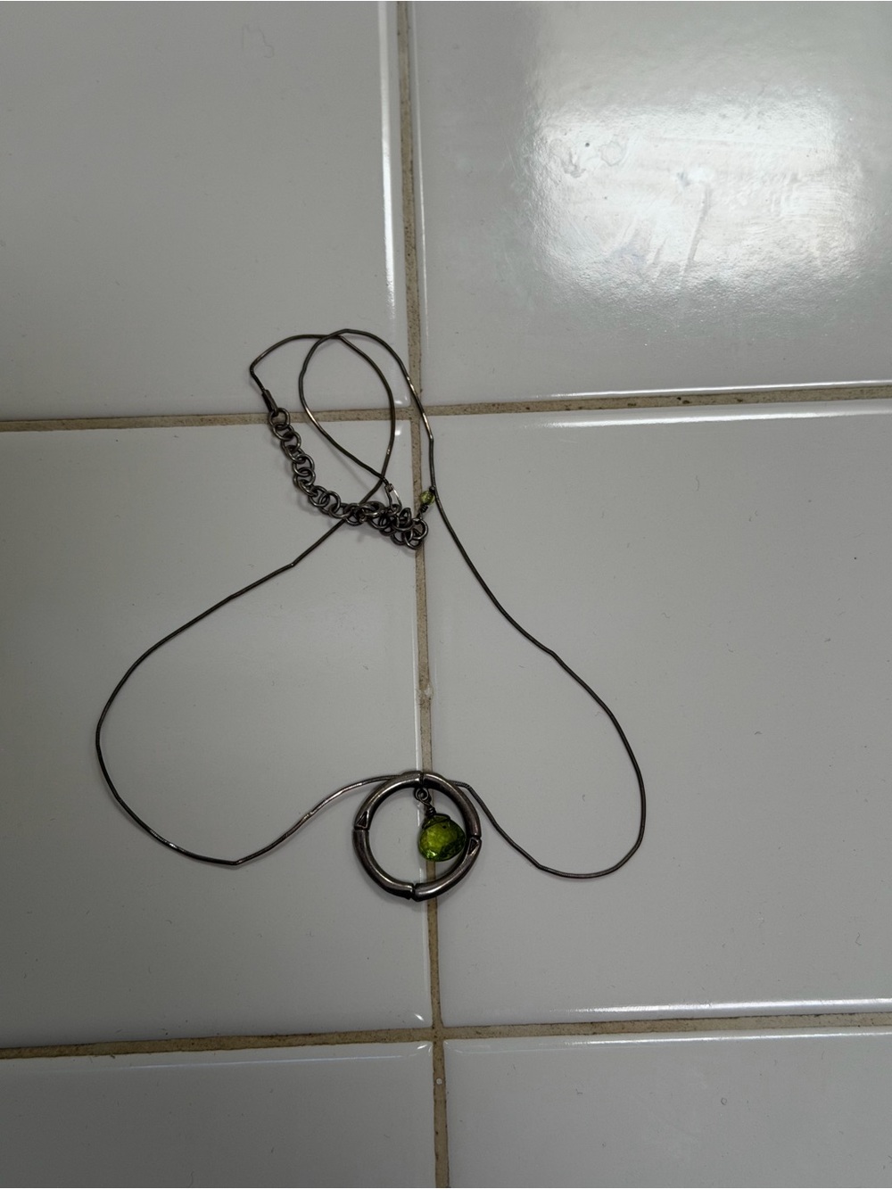 Women’s Green Crystal Pendant Necklace - Unbranded